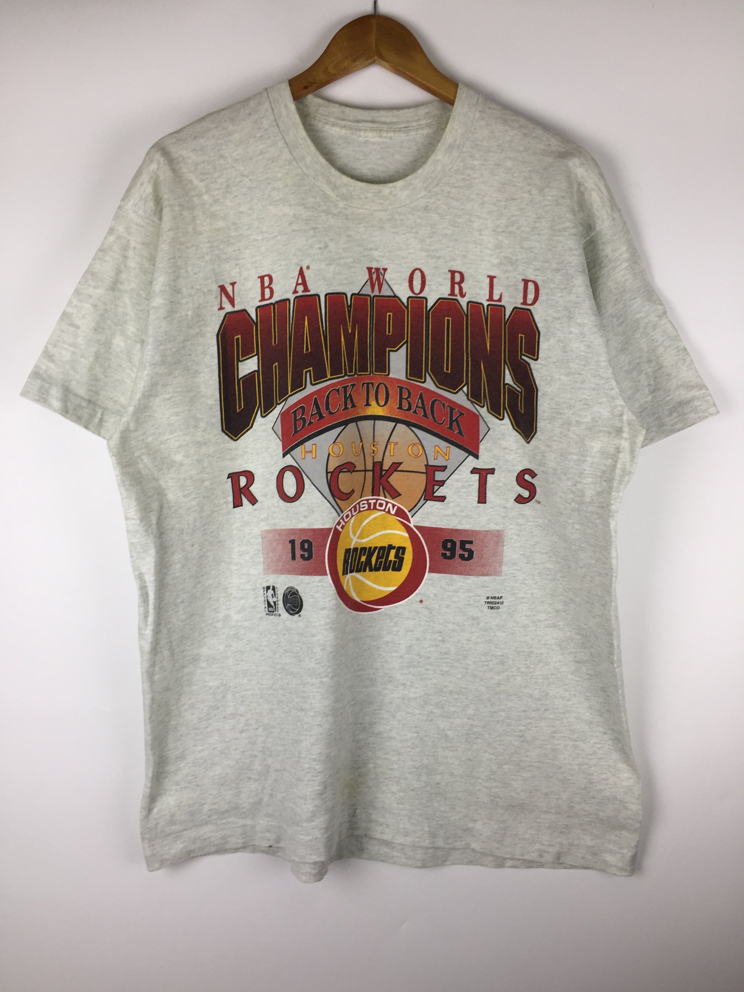 Vintage Houston Rockets NBA Champion 1995 Grey T-shirt – ATTASTORES