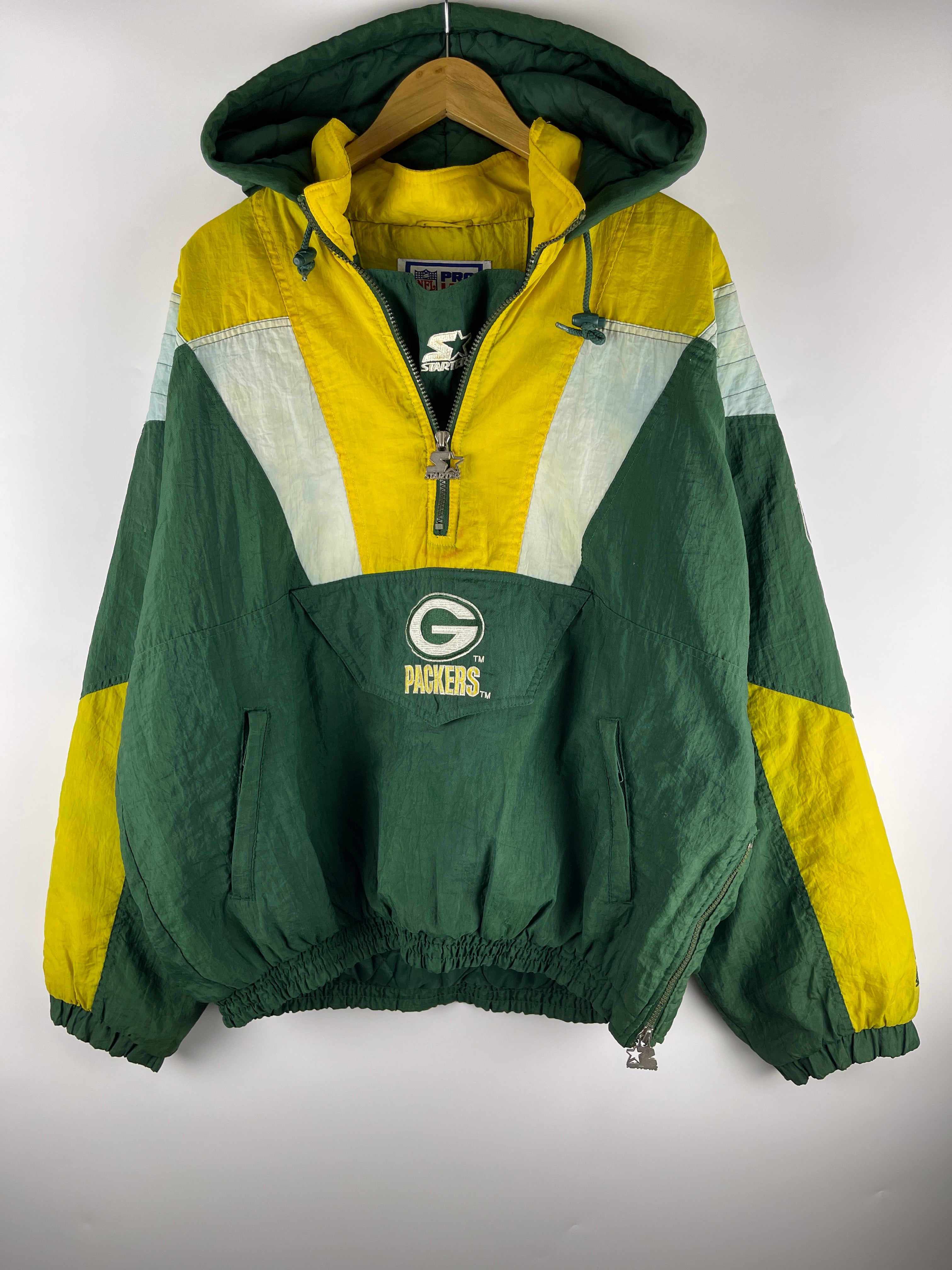 Retro 90s Green Bay Packers Full Zip Color Block Windbreaker 