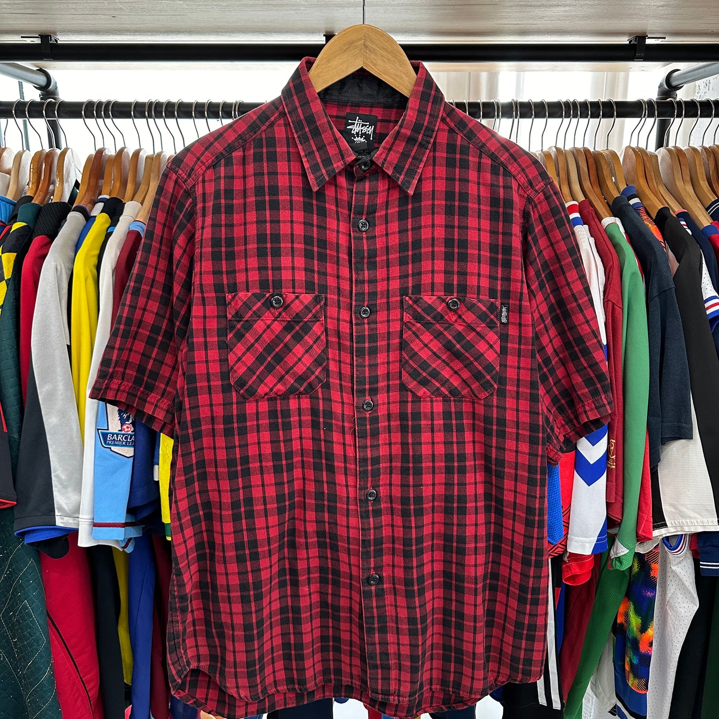 Vintage Stussy 00's double pocket red shirt