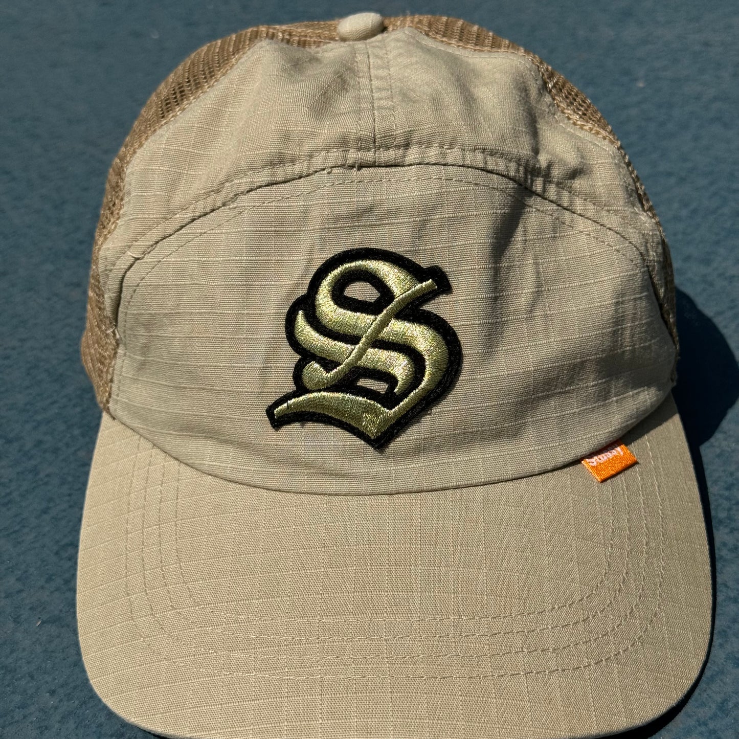 Vintage Stussy S-Logo 00's Cream Trucker Hat
