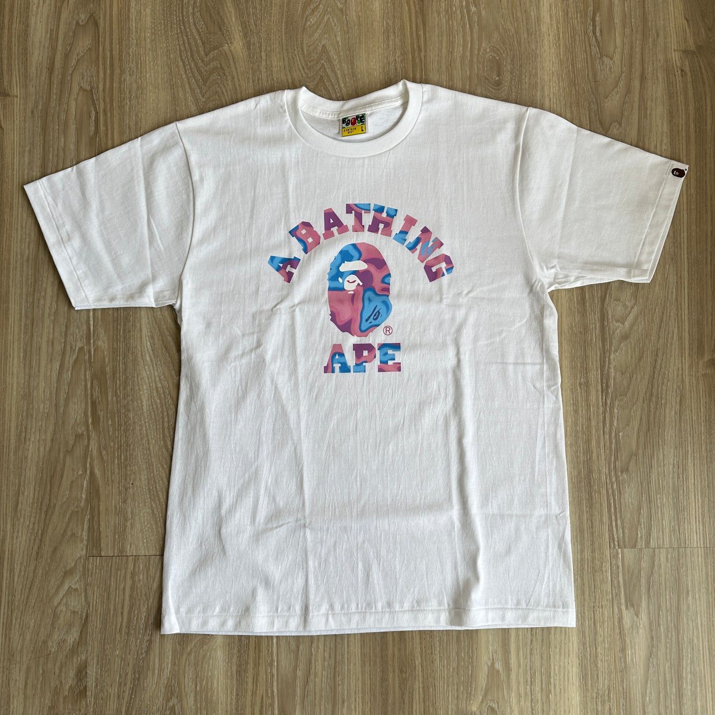 A Bathing Ape Pink/Blue Camo Logo T-shirt