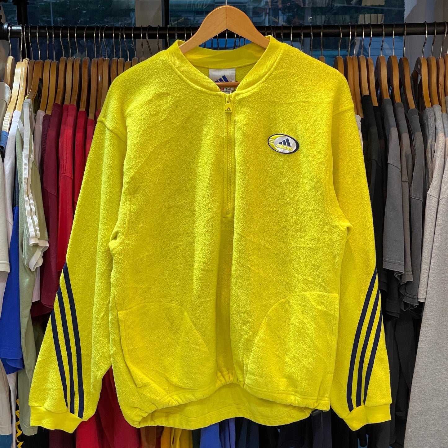 Vintage Adidas Minilogo 90's Fleece Yellow 1/4 Sweatshirt