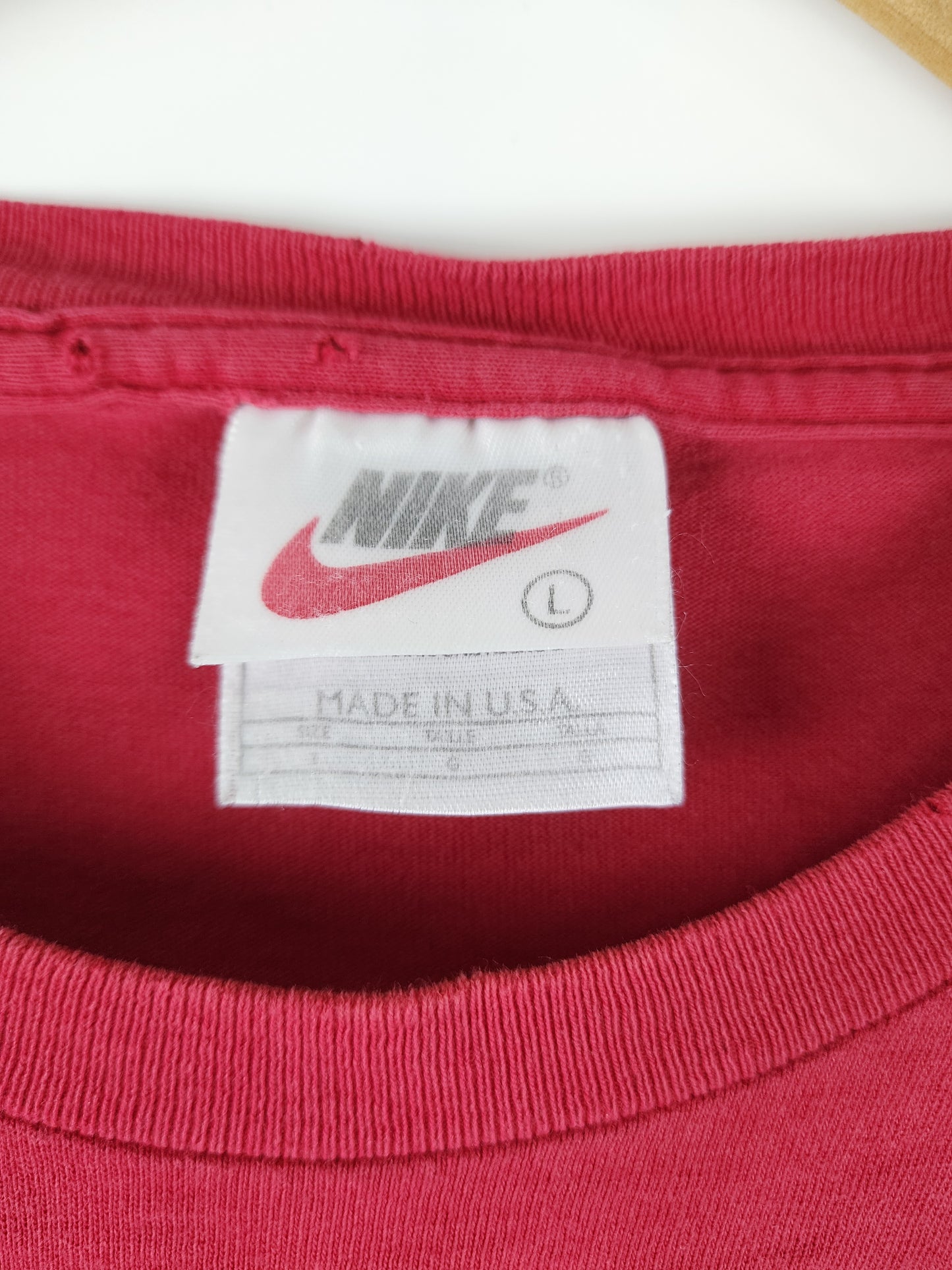 Vintage Nike Miniswoosh 90's tonal logo Made in USA Red T-shirt 