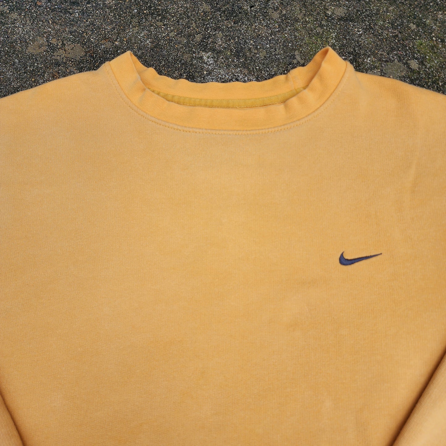Vintage Nike Miniessential Swoosh 00's Sun Yellow Light Crewneck 