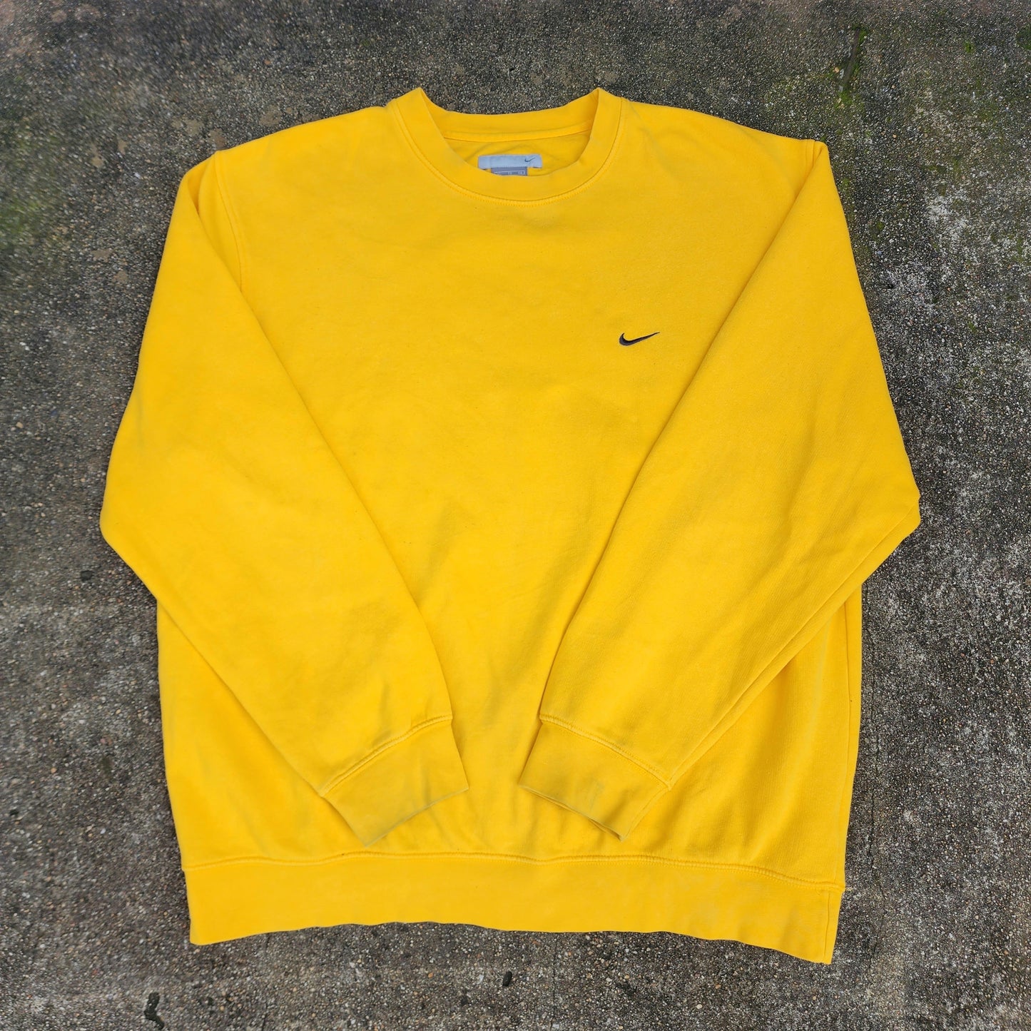 Vintage Nike Miniessential Swoosh 00's Yellow Crewneck 