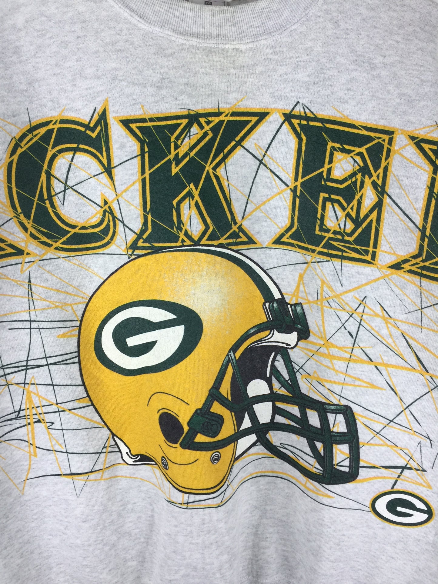 Vintage Green Bay Packers 90's Full-Print Grey Crewneck
