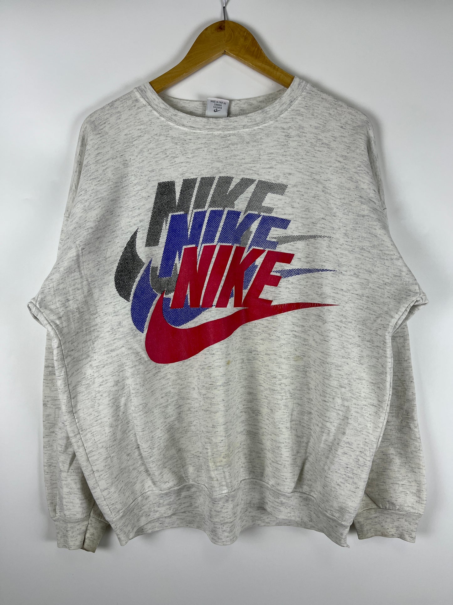 Vintage Nike Spellouts logo 90's Grey Tag  Crewneck