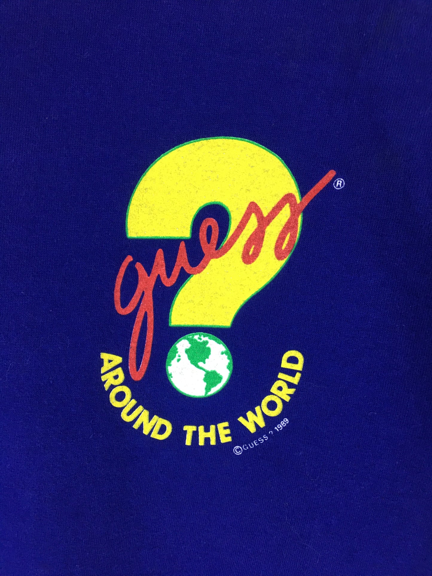 Vintage Guess 90's "Around The World" blue T-shirt