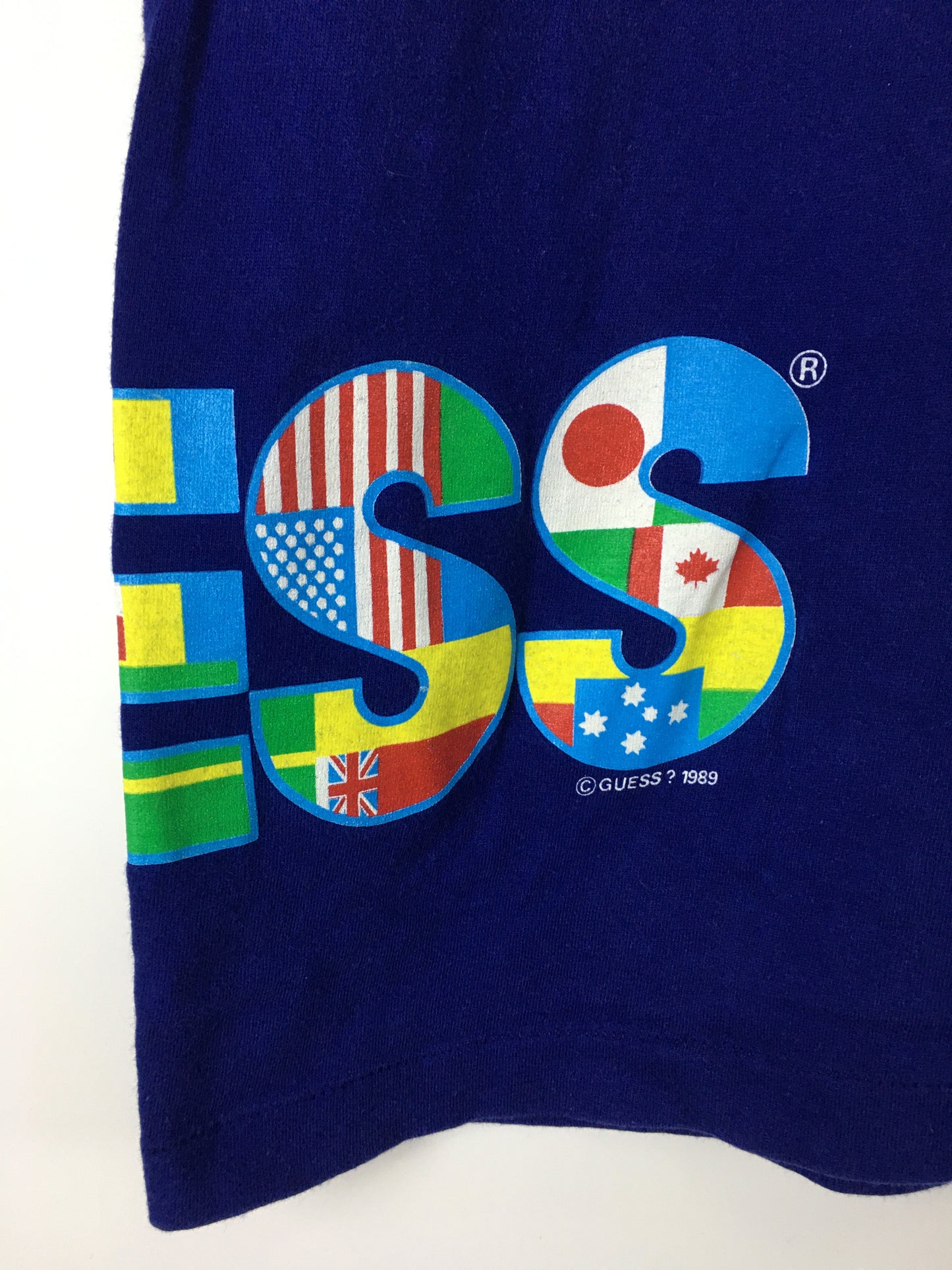 Vintage Guess 90's "Around The World" blue T-shirt