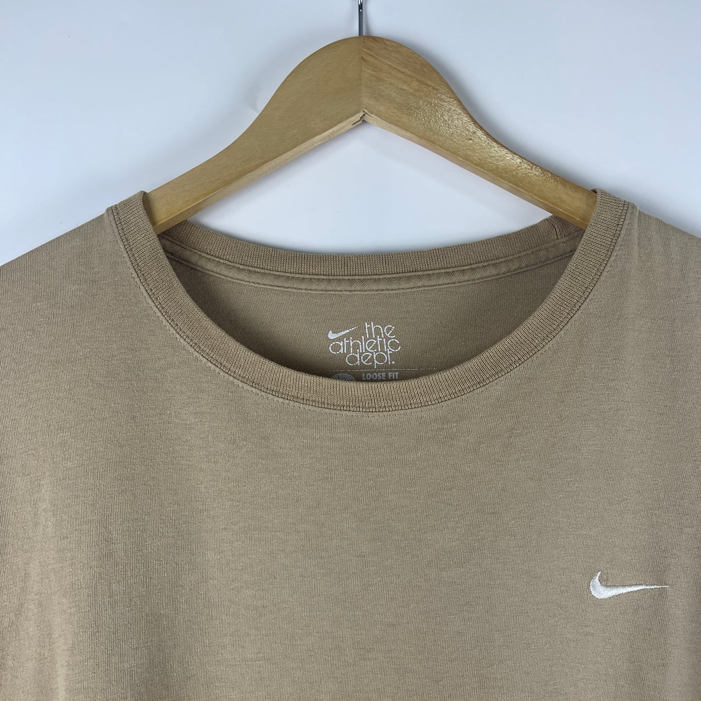 Vintage Nike Miniswoosh embroidered 00's Cream Beige Tshirt